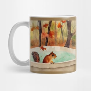 Autumn Leaves Squirrel Bathing Mug